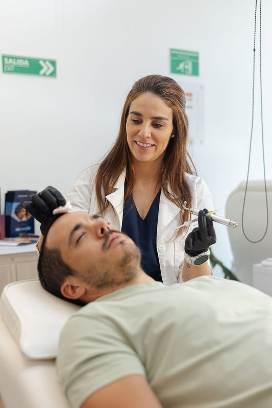 Dra Duarte en Armenia Colombia haciendo un tratamiento de mesoterapia capilar con plasma rico en plaquetas
